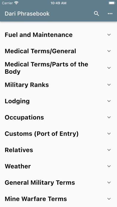 Dari Phrasebook Screenshot