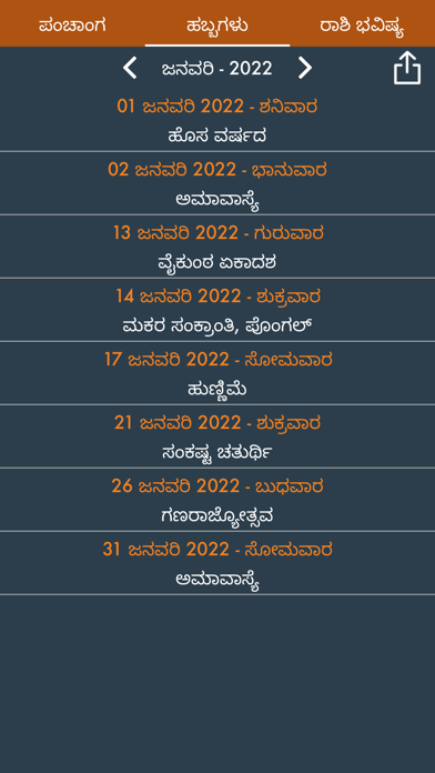Kannada Calendar 2025 Panchang Screenshot