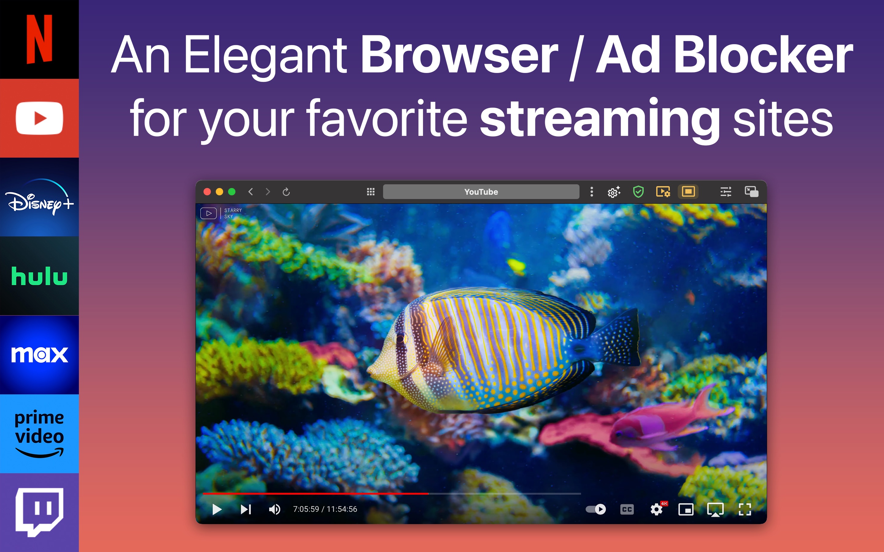 Screenshot do app Friendly Streaming Browser