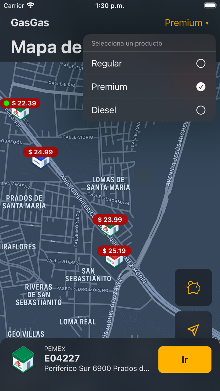 GasGas - Precio de la gasolina