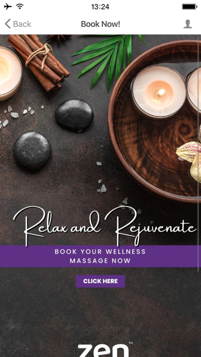 Zen Wellness Massage App Screenshot