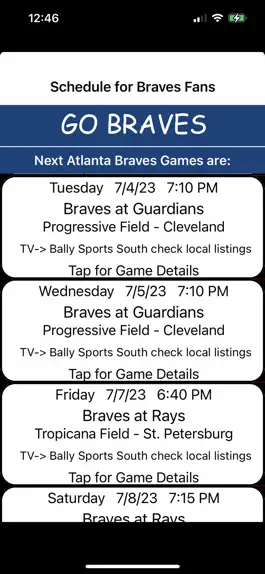 Game screenshot Schedule for Braves fans hack