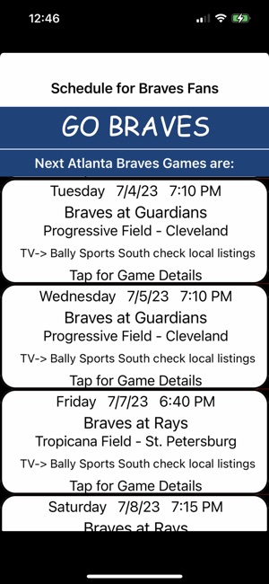 Schedule for Braves fans on the App Store