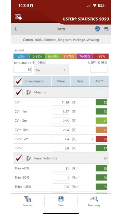 USTER® STATISTICS Screenshot