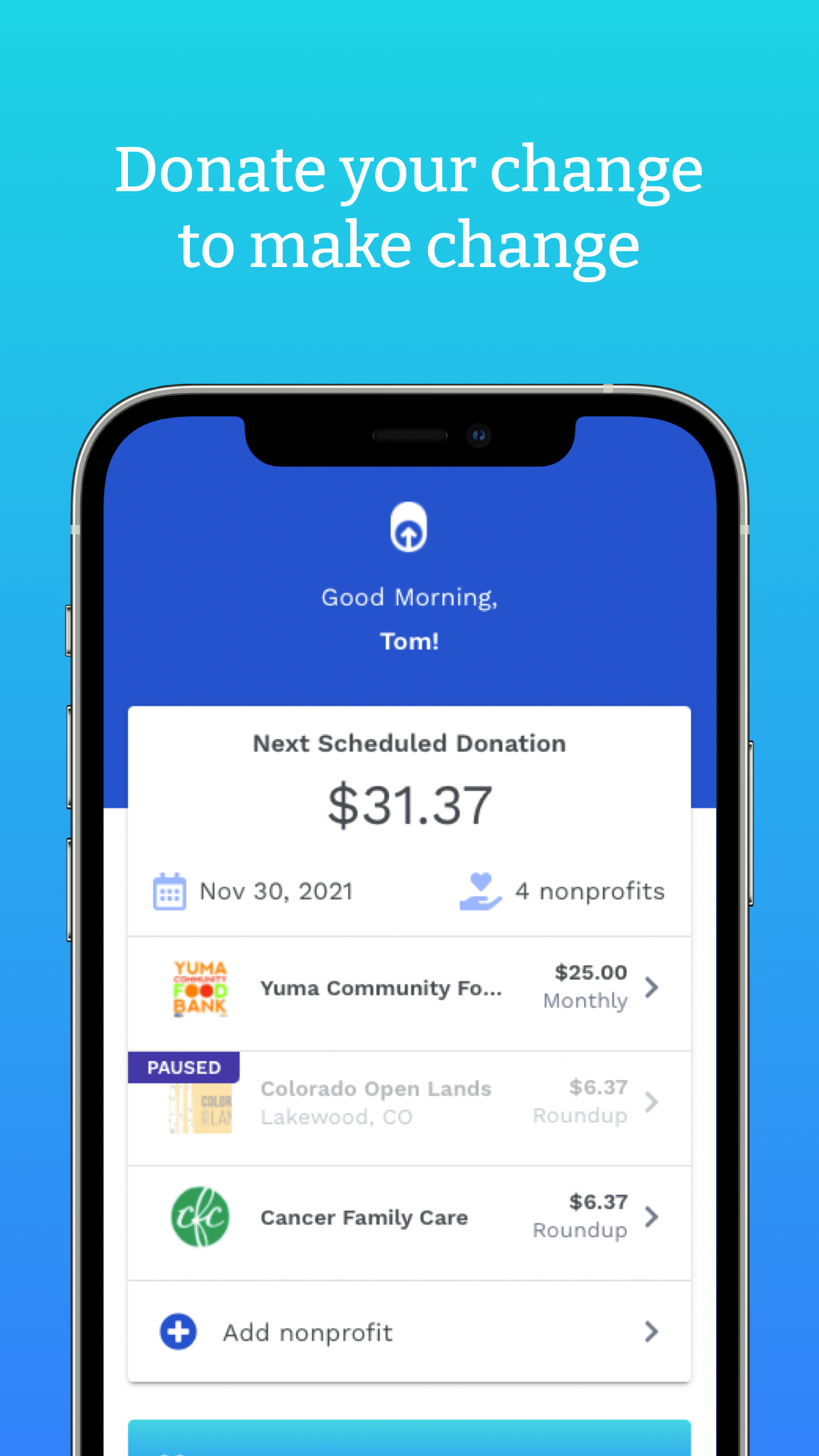 RoundUp App: Donate Change