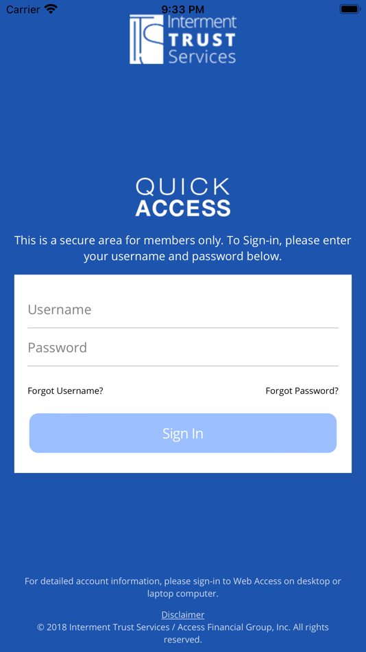 #1. Quick Access from ITS (iOS) By: Access Financial Group, Inc.