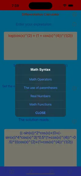 Game screenshot DifferentiationCalculator hack
