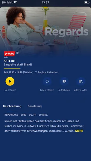 Screenshot von 1&1 TV Und Filme auf dem iPhone 4