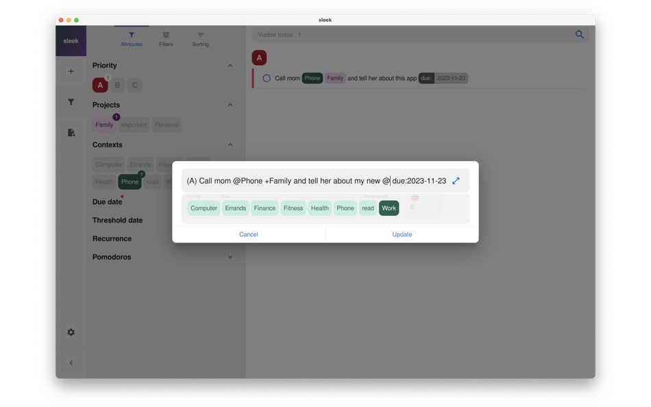 #2. sleek - todo.txt manager (macOS) 由: Robin Ahle