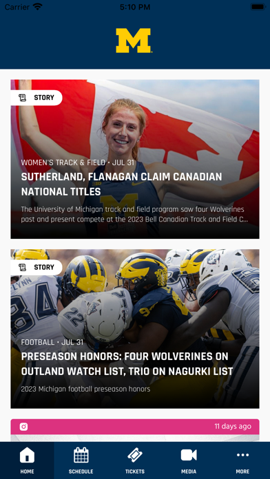 Michigan Athletics Screenshot