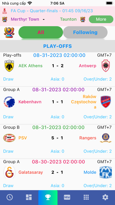 Match Schedule Screenshot
