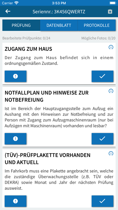 Aufzugwärter App Screenshot