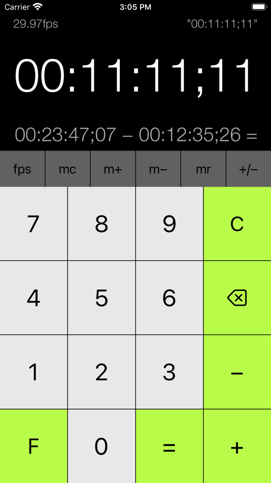 #2. tcCalc - timecode & frame calc (iOS) Podle: RYUICHIROU SHIMONO