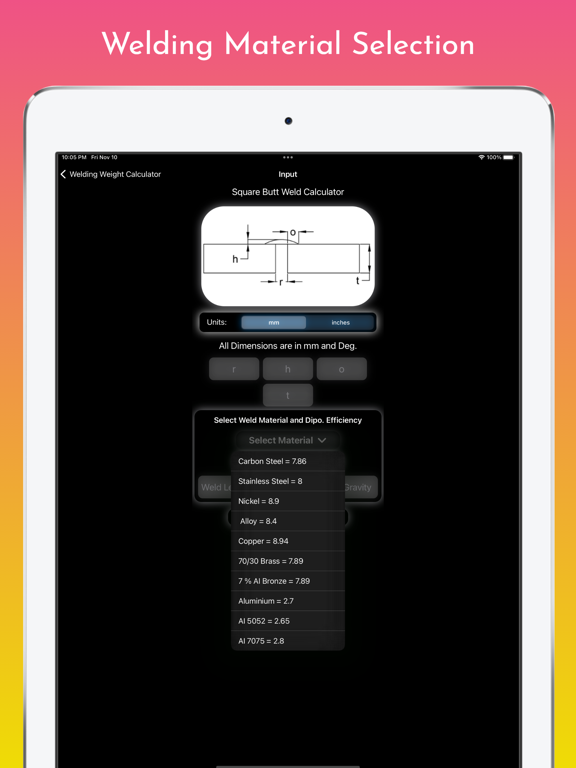Screenshot #5 pour Welding Weight Calculator