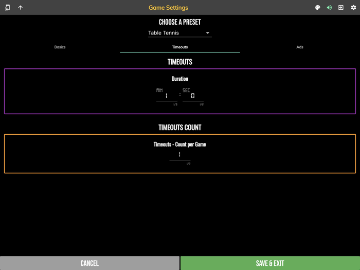 BT Table Tennis Scoreboard