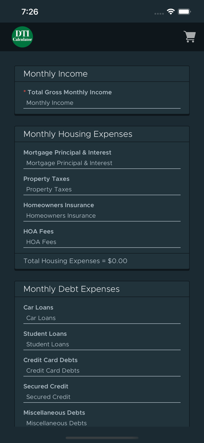 DTI Ratio Calculator
