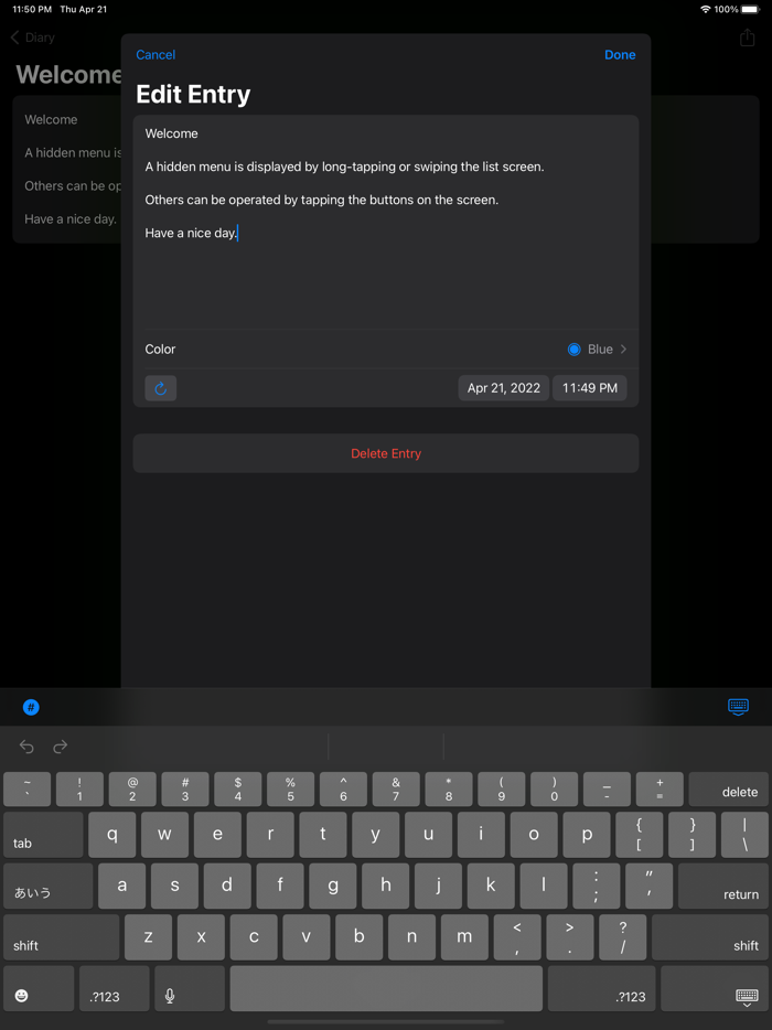 Text Diary - Journal Notebook