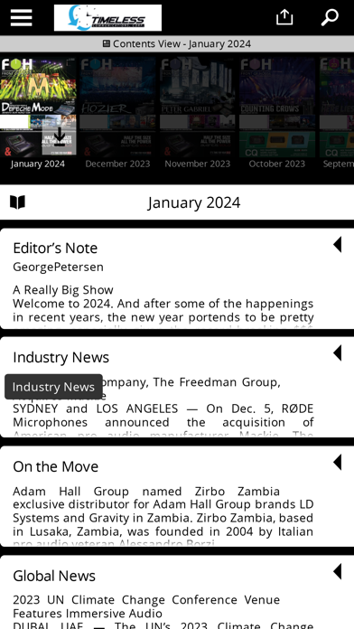 FRONT of HOUSE (FOH) Magazine Screenshot
