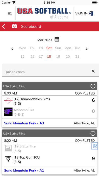 USA Softball of Alabama Screenshot