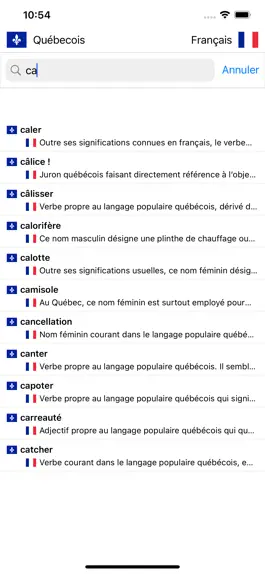Game screenshot Dico Québecois-Français apk