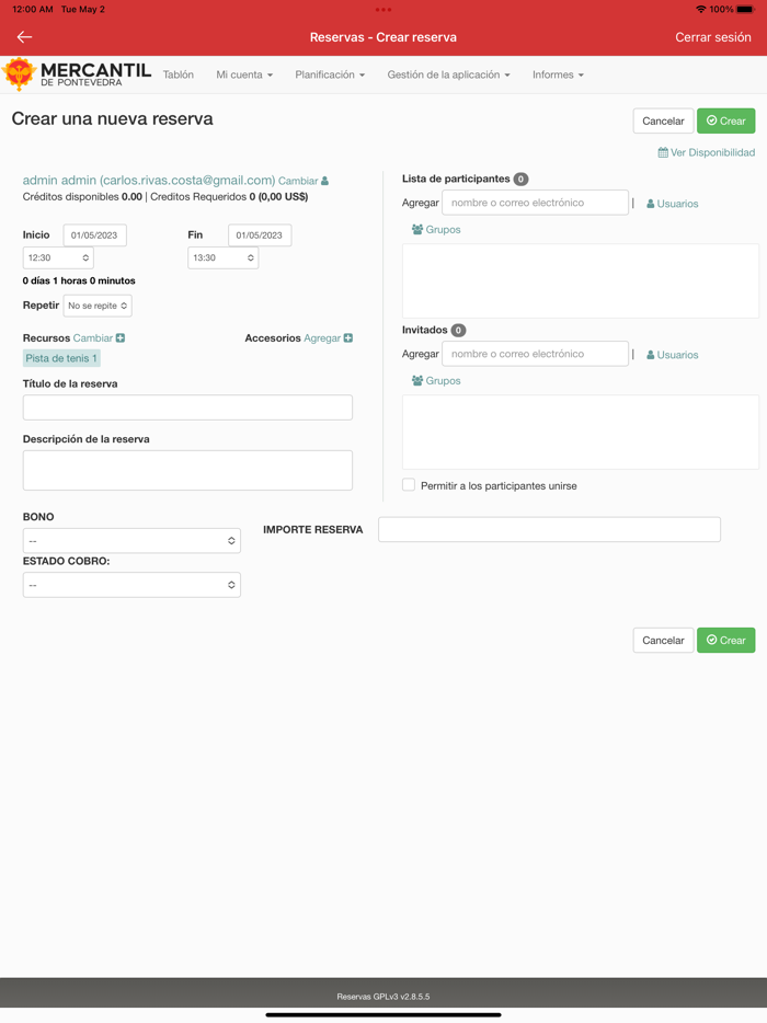 Reservas Mercantil Pontevedra