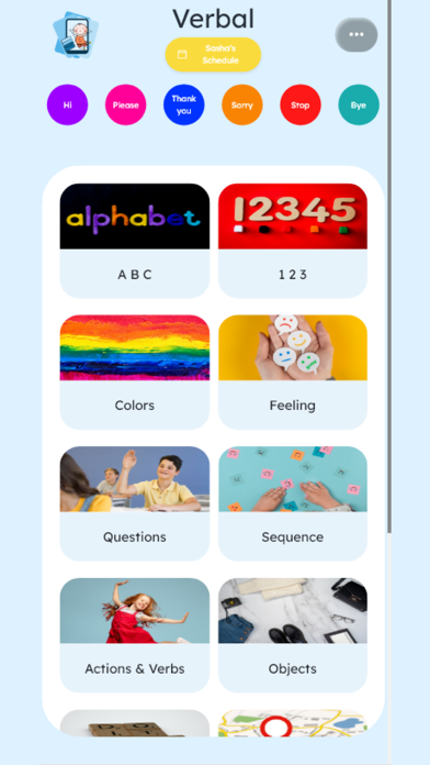 Verbal Academic Support AAC Screenshot