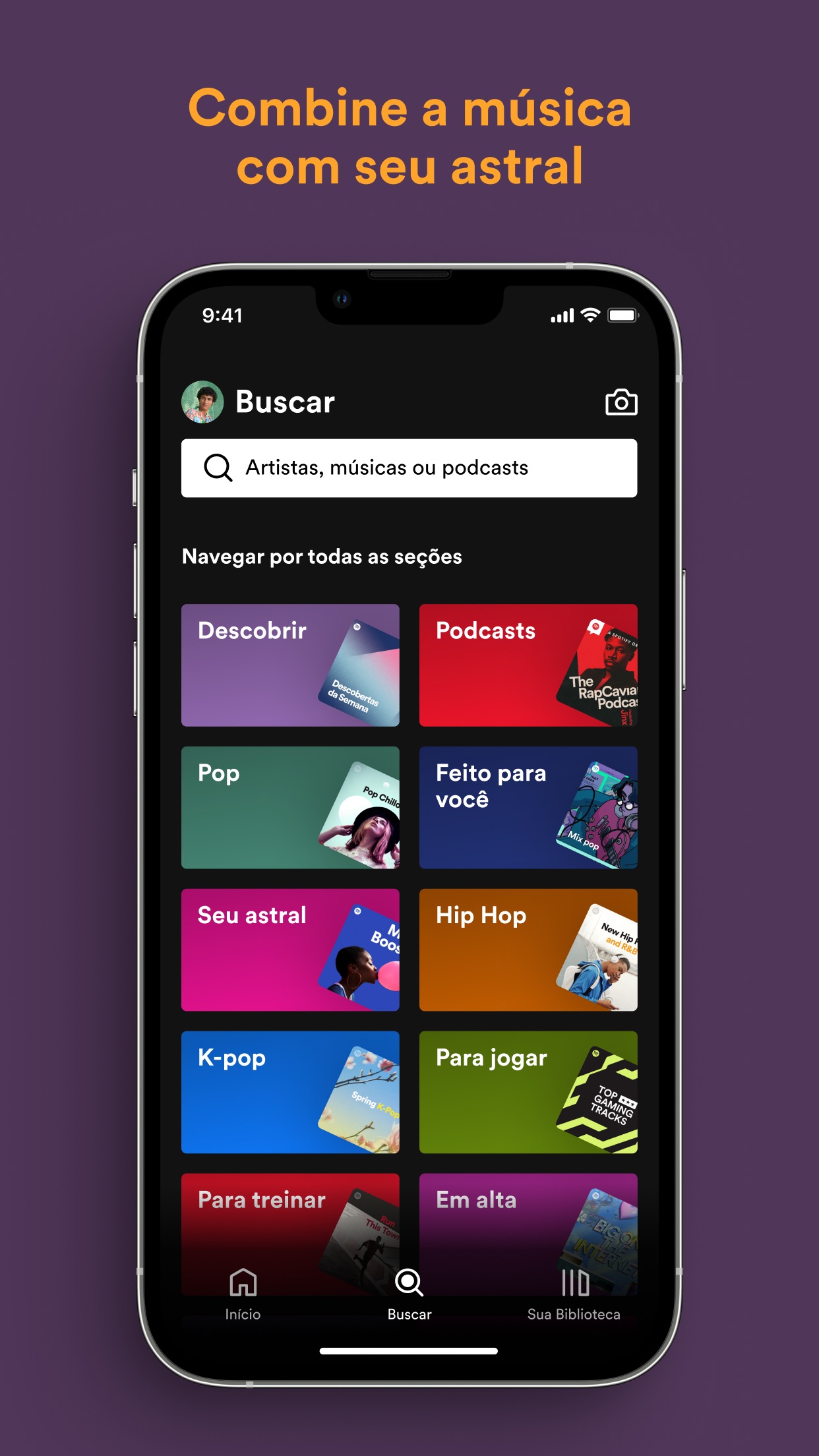 Screenshot do app Spotify: músicas e podcasts