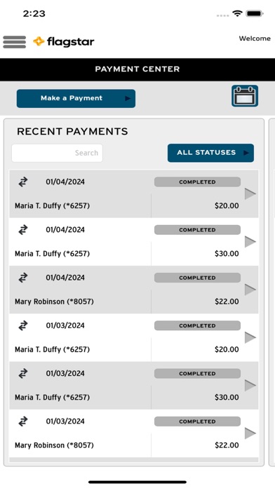 Flagstar Corporate ConnectTM Screenshot