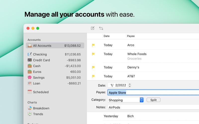 GreenBooks - Money Manager Screenshot