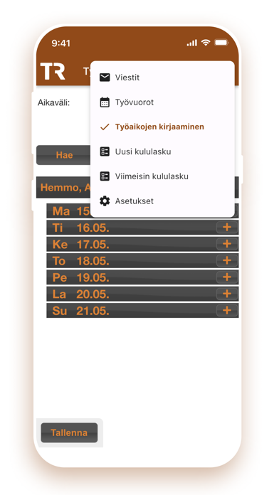 Transval työvuorot Screenshot