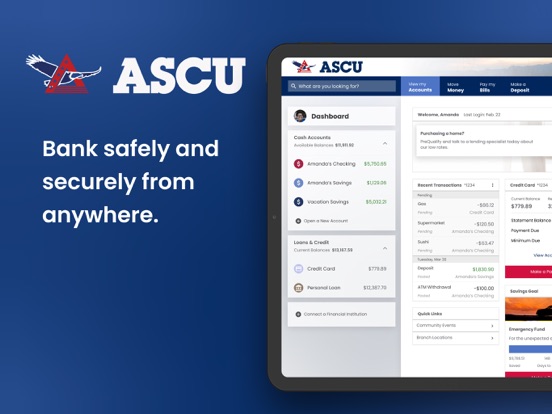 ASCU Mobile Banking iPad screenshot 1 - Finance app