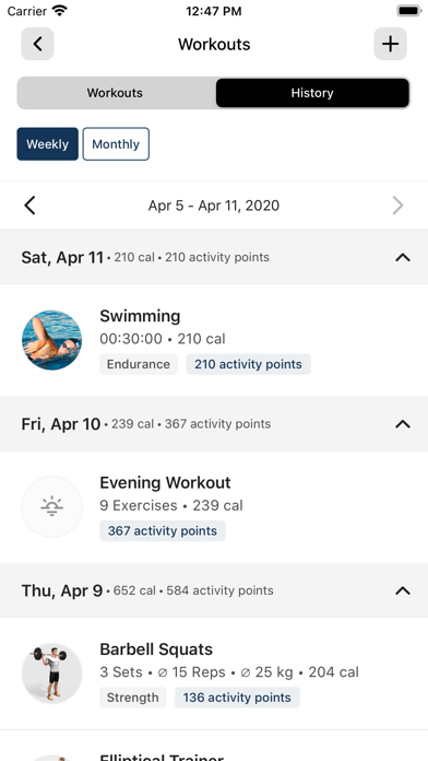 Optimum EGYM Training Screenshot