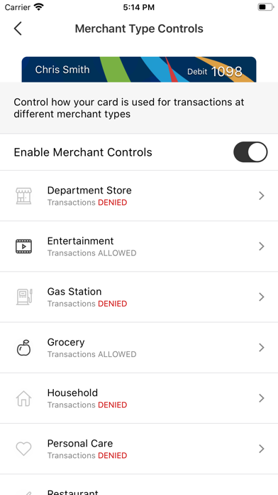 Four Points FCU Card Controls Screenshot