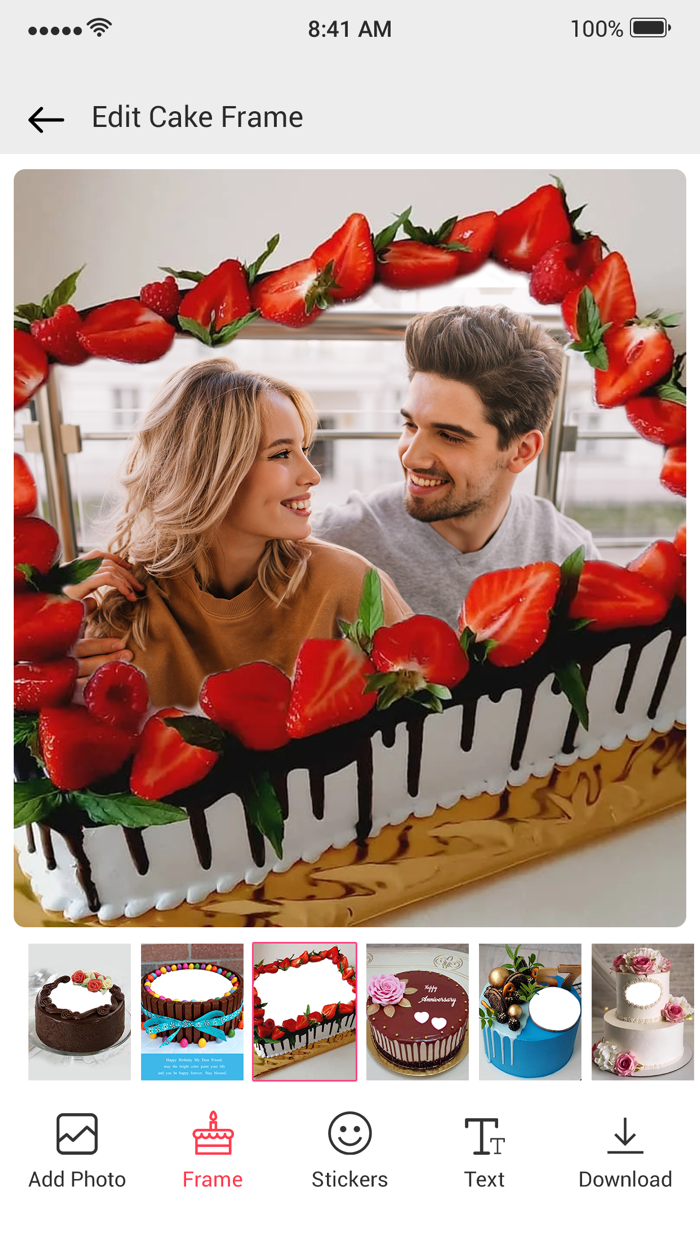Photo on Cake Pics Editor App
