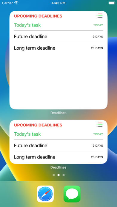 Upcoming Deadlines Screenshot