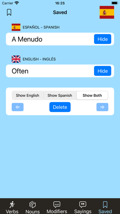 Spanish Vocab Screenshot