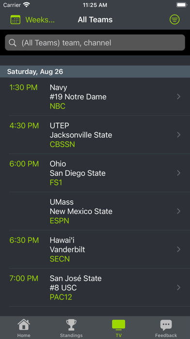 Clemson Football Schedules Screenshot