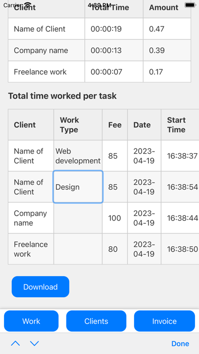 TimeTrackInvoicer Screenshot