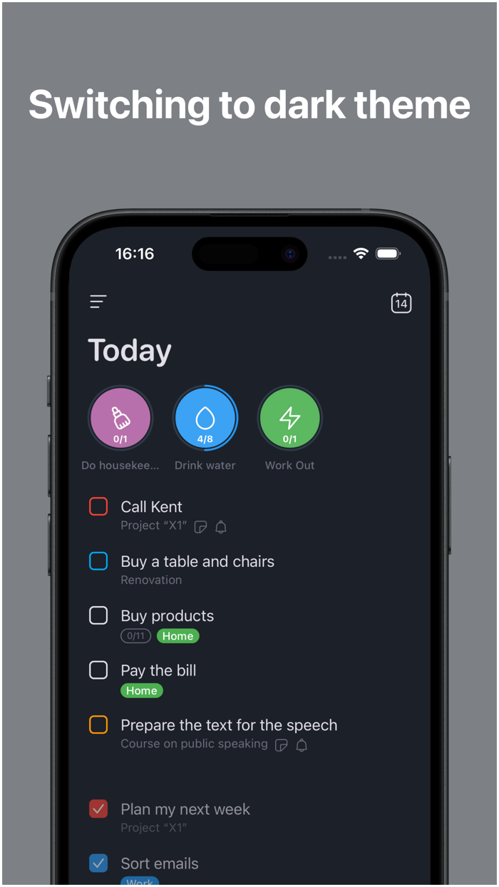 Quidone to-do list and habits
