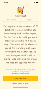 Anxiety Test. screenshot #1 for iPhone