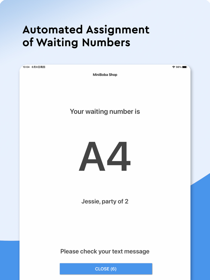 Minitable Waitlist Kiosk