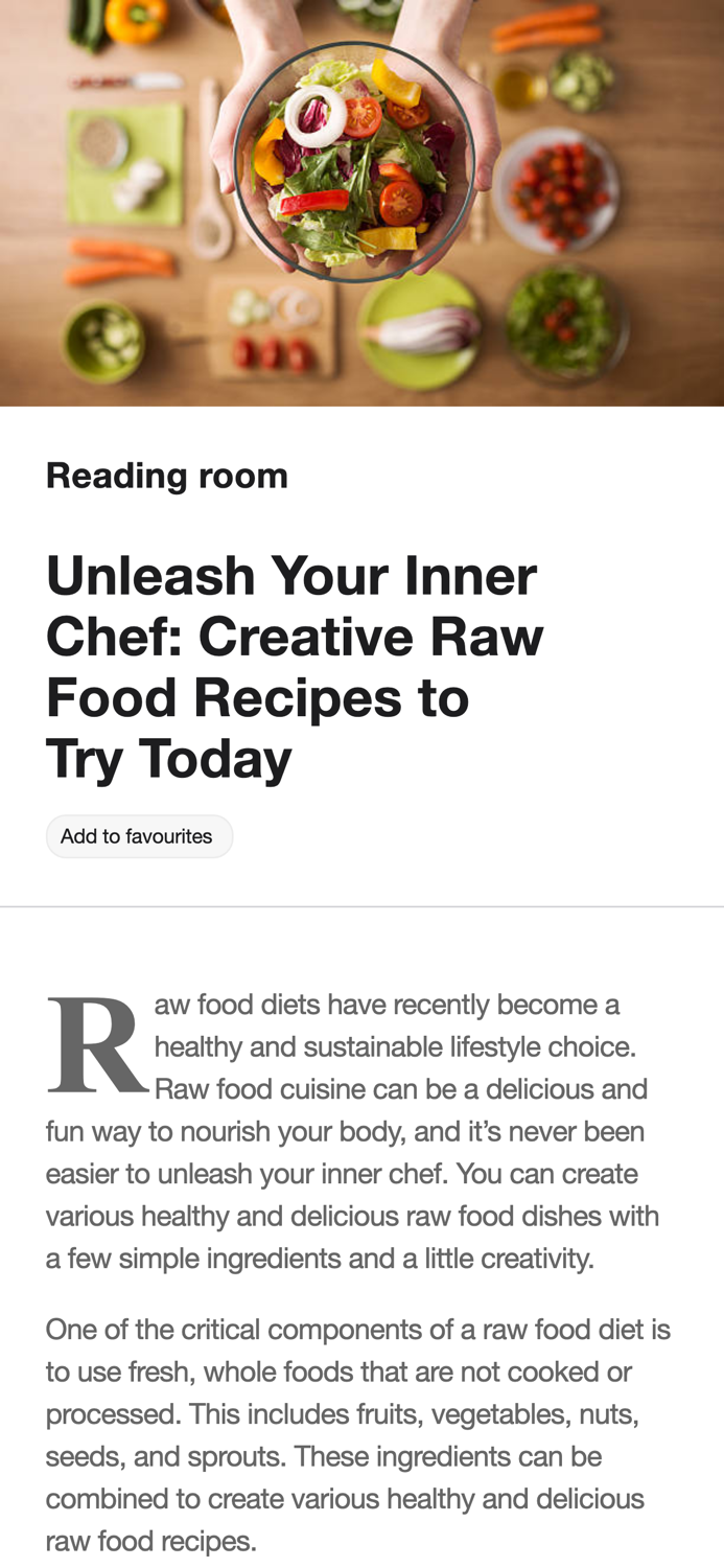 Raw Food Recipe  Meal Planner