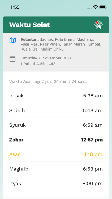 Waktu Solat by AMRU (Malaysia) Screenshot