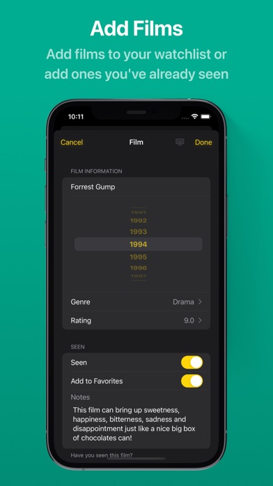 Film Buff - Journal & Tracker Screenshot