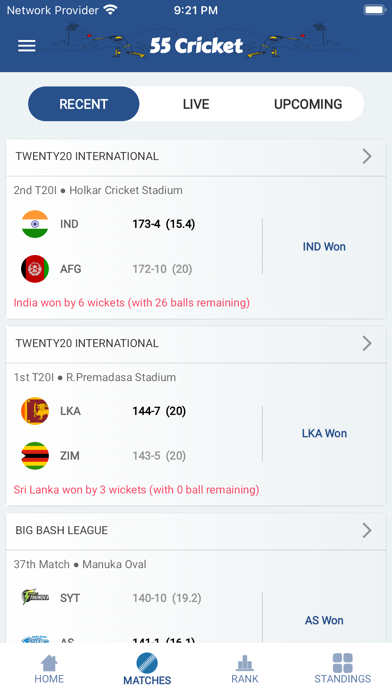 55Cricket - Live Cricket Screenshot