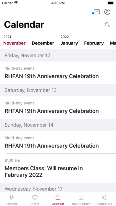 The RHFAN Church App Screenshot