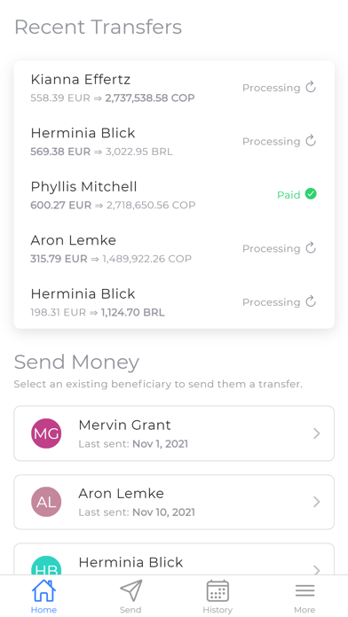 Kori Money Transfer Screenshot