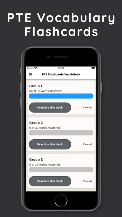 PTE Vocabulary Flashcards Screenshot