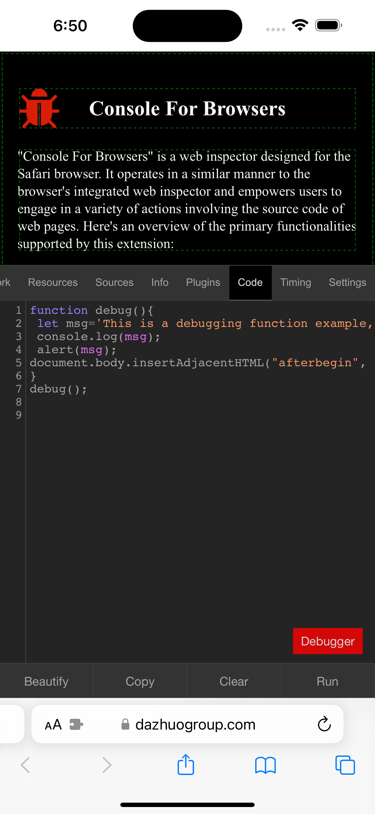 Console For Browsers