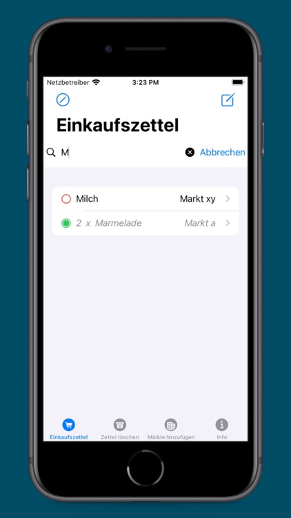 Einkaufszettel zum abhaken